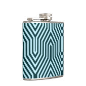 Art Deco Geometric - indigo en ijsblauw Heupfles (Rechts)