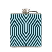 Art Deco Geometric - indigo en ijsblauw Heupfles (Achterkant)