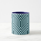 Art Deco Geometric - indigo en ijsblauw Mok (Midden)