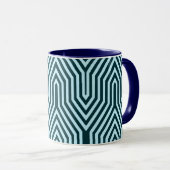 Art Deco Geometric - indigo en ijsblauw Mok (Voorkant rechts)