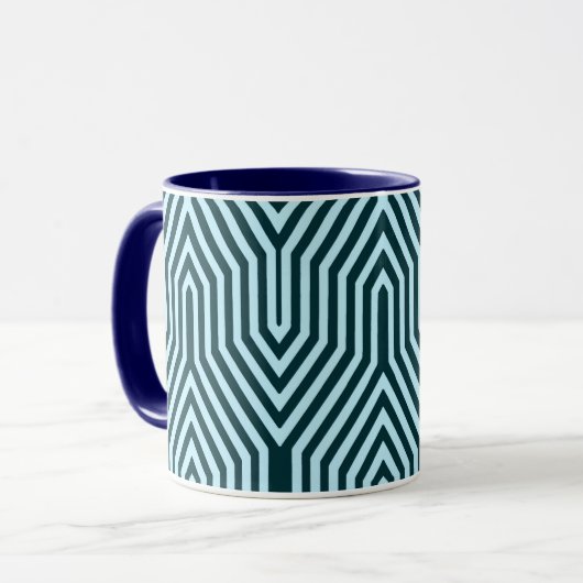 Art Deco Geometric - indigo en ijsblauw Mok (Voorkant links)