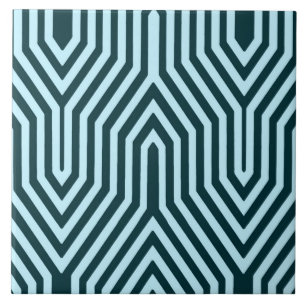 Art Deco Geometric - indigo en ijsblauw Tegeltje