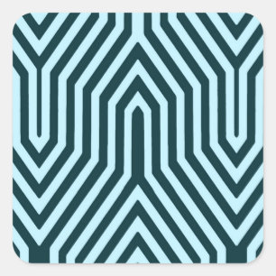 Art Deco Geometric - indigo en ijsblauw Vierkante Sticker
