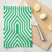 Art Deco Geometric - jade groen en wit Theedoek (Quarter Fold)