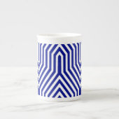 Art Deco Geometric - kobalt blauw en wit Porselein Kop (Voorkant)