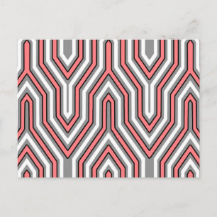 Art Deco Geometric - koraal, grijs en wit Briefkaart