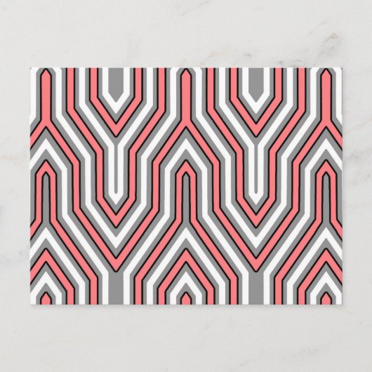 Art Deco Geometric - koraal, grijs en wit Briefkaart (Voorkant)