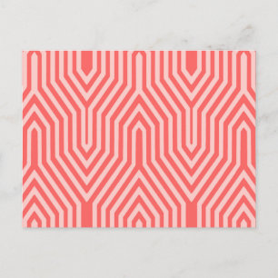 Art Deco Geometric - koraalroze en schelproze Briefkaart