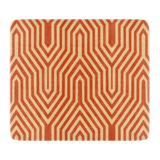 Art Deco Geometric - mandarijn sinaasappel Snijplank (Voorkant)