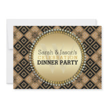 Art Deco Geometric Pattern Black Gold Dinner Party