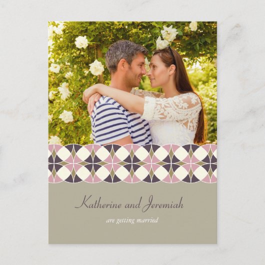 Art Deco Geometric Pattern Foto slaat de datum op Aankondigingskaart (Voorkant)