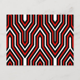 Art Deco Geometric - rood, zwart en wit Briefkaart