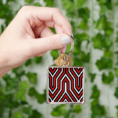 Art Deco Geometric - rood, zwart en wit Sleutelhanger (Hand)