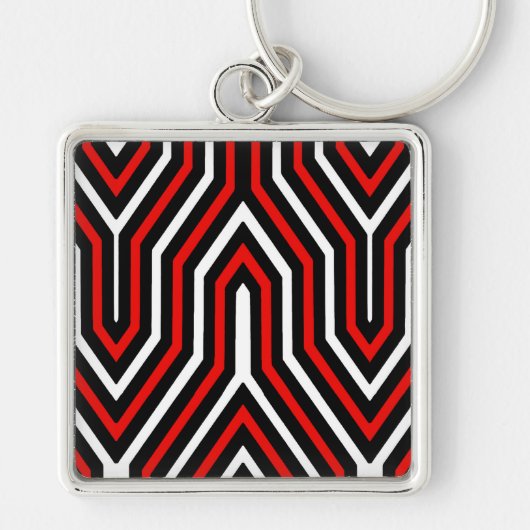 Art Deco Geometric - rood, zwart en wit Sleutelhanger (Voorkant)