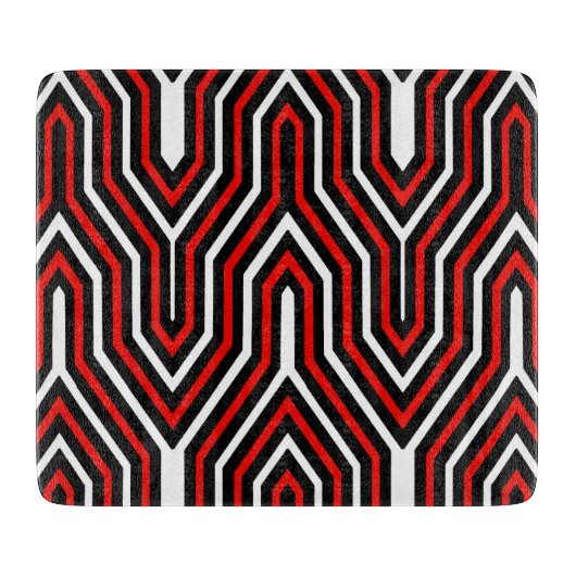 Art Deco Geometric - rood, zwart en wit Snijplank (Voorkant)