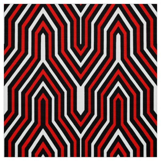 Art Deco Geometric - rood, zwart en wit Stof (Swatch)