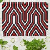 Art Deco Geometric - rood, zwart en wit Theedoek (Gevouwen)