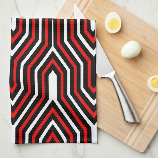 Art Deco Geometric - rood, zwart en wit Theedoek (Quarter Fold)