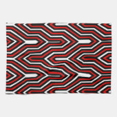 Art Deco Geometric - rood, zwart en wit Theedoek (Horizontaal)