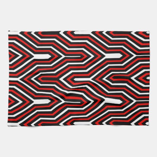 Art Deco Geometric - rood, zwart en wit Theedoek (Horizontaal)