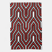 Art Deco Geometric - rood, zwart en wit Theedoek (Verticaal)