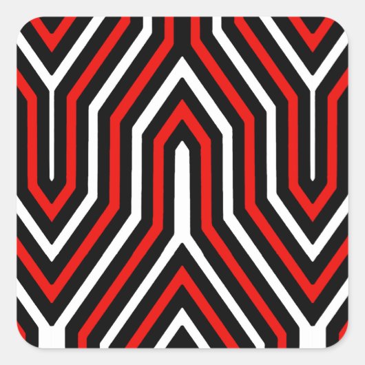 Art Deco Geometric - rood, zwart en wit Vierkante Sticker (Voorkant)