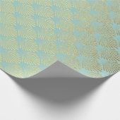 Art Deco Geometric Sea Shells Golden Blue Cadeaupapier (Hoek)