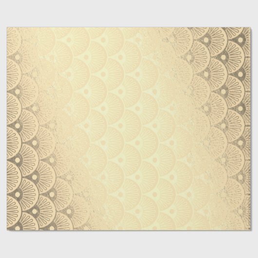 Art Deco Geometric Seashells Gold Foxier Cadeaupapier (Vlak)