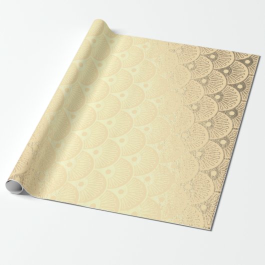 Art Deco Geometric Seashells Gold Foxier Cadeaupapier (Uitgerold)