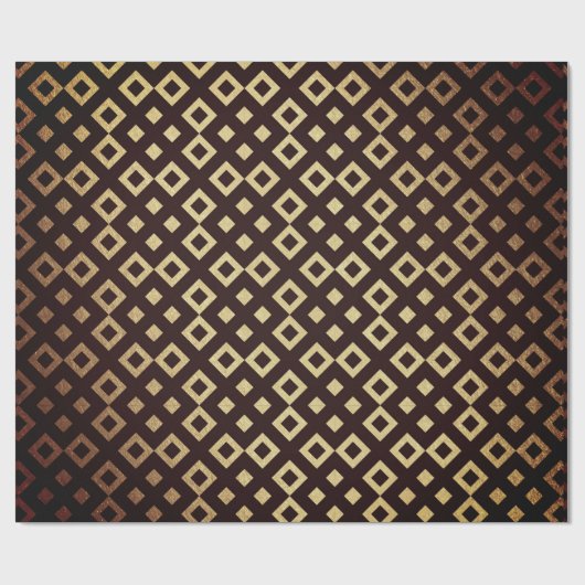 Art Deco Geometric Squares Golden Maroon Vip Cadeaupapier (Vlak)