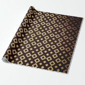 Art Deco Geometric Squares Golden Maroon Vip Cadeaupapier (Uitgerold)