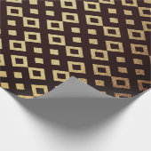 Art Deco Geometric Squares Golden Maroon Vip Cadeaupapier (Hoek)