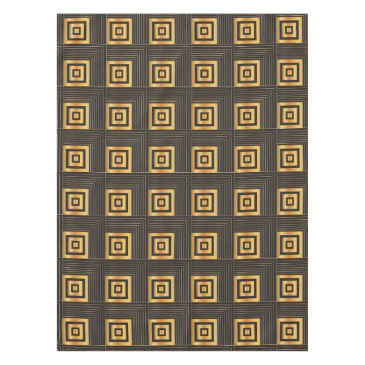 Art Deco Geometric Squares zwart & goud Tafelkleed (Voorkant)