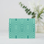 Art Deco Geometric - turquoise en aqua Briefkaart (Staand voorkant)
