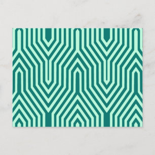 Art Deco Geometric - turquoise en aqua Briefkaart