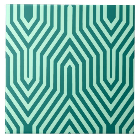 Art Deco Geometric - turquoise en aqua Tegeltje (Voorkant)