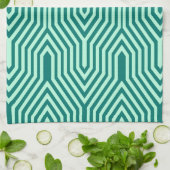 Art Deco Geometric - turquoise en aqua Theedoek (Gevouwen)