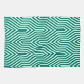 Art Deco Geometric - turquoise en aqua Theedoek (Horizontaal)