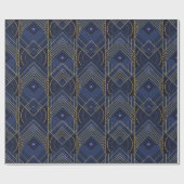 Art Deco Geometric Uplift - Blue Cadeaupapier (Vlak)