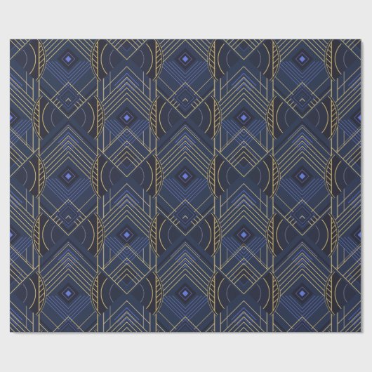 Art Deco Geometric Uplift - Blue Cadeaupapier (Vlak)