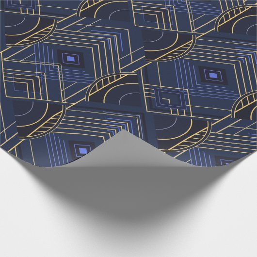 Art Deco Geometric Uplift - Blue Cadeaupapier (Hoek)