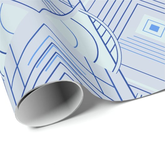 Art Deco Geometric Uplift - Bright Pastel Blue Cadeaupapier (Rol Hoek)