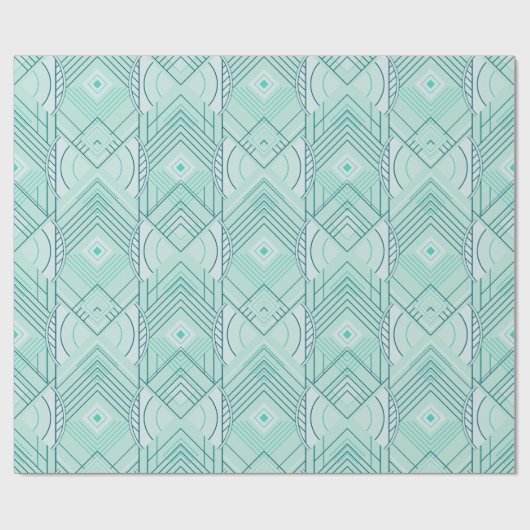 Art Deco Geometric Uplift - Bright Pastel Mint Cadeaupapier (Vlak)