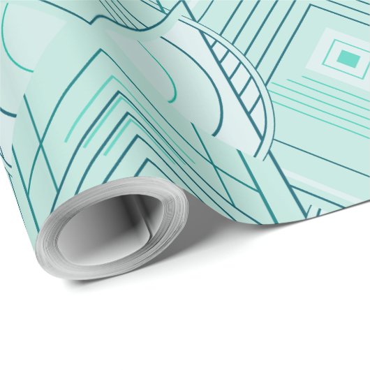 Art Deco Geometric Uplift - Bright Pastel Mint Cadeaupapier (Rol Hoek)