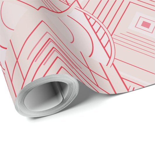 Art Deco Geometric Uplift - Bright Pastel Pink Cadeaupapier (Rol Hoek)