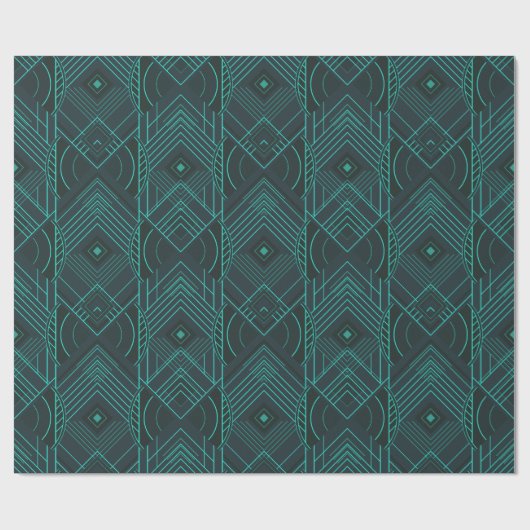 Art Deco Geometric Uplift - Dark Teal Glow Cadeaupapier (Vlak)