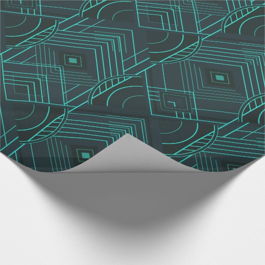 Art Deco Geometric Uplift - Dark Teal Glow Cadeaupapier (Hoek)