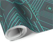 Art Deco Geometric Uplift - Dark Teal Glow Cadeaupapier (Rol Hoek)