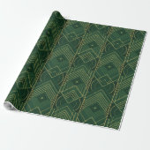 Art Deco Geometric Uplift - Deep Green Cadeaupapier (Uitgerold)