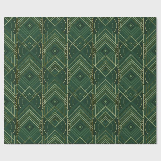 Art Deco Geometric Uplift - Deep Green Cadeaupapier (Vlak)
